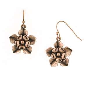  Olivia Vintage Copper Flower Drop Earrings: Jewelry