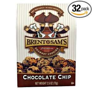 Brent & Sams Chocolate Chip Cookies, 2.5 Ounce Boxes (Pack of 32 