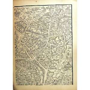  Large Antique Map Street Plan Paris France 1908 Braques 