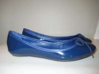 STEVE MADDEN Navy Blue Patent Leather Ballet Flats 7  