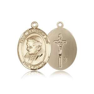  14kt Gold Pope Benedict XVI Medal 1 x 3/4 Inches 7235KT 