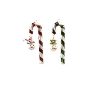 Club Pack of 12 Candy Crush Candy Cane Snowman Christmas Ornaments 5.5 