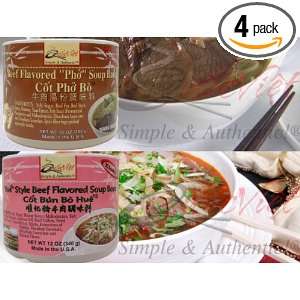 Quoc Viet Foods Beef Flavored Products, (Pack of 4  Two per flavor 