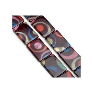  Mod Circles Print Mother of Pearl Shell Flat Rectangle 