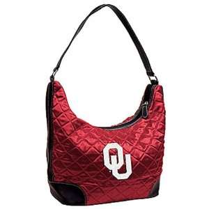  Oklahoma Sooners Ladies Crimson Quilted Hobo Purse: Sports 
