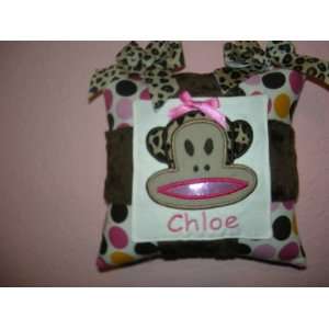   Monkey Monogrammed and Appliqued Personalized Tooth Fairy Pillow: Baby