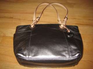 MICHAEL Michael Kors Jetset Silver Leather Tote Handbag  