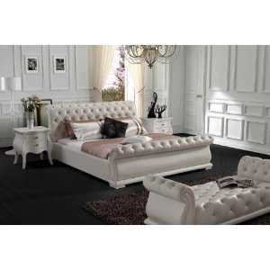  Vig Furniture Modern Queen White Tufted Leatherette Bed 
