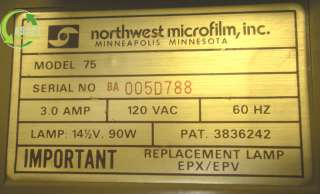 Vintage Northwest Microfiche Reader Model 75  