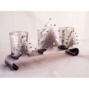  Silver Triple Christmas Tree Candle Holder: Everything 