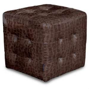   Pattern Vinyl Tufted Cube Accent Ottoman in Mocca: Home & Kitchen