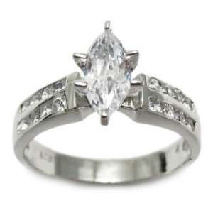 Sterling Silver Marquise Cut 1.07 Ct CZ Engagement Ring  