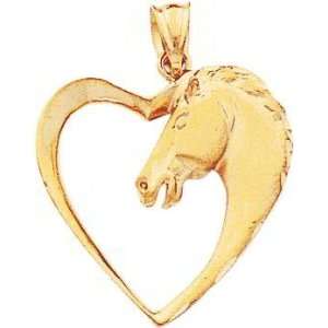  14K Yellow Gold Horse Heart Charm: Jewelry
