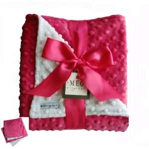  Hot Pink & White Minky Blanket: Baby