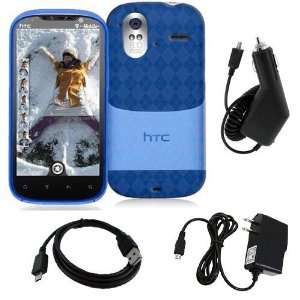 HTC Amaze 4G   Blue Checker Argyle Transparent TPU Flex 