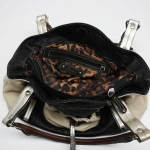 Makowsky Black & Brown & Beige Leather Handbag  