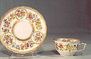 Dresden Style Charles Ahrenfeldt Demi Cup and Saucer Hand Painted 