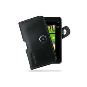  PDair Black Leather Horizontal Pouch for HTC HD7 