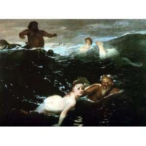   Inch, painting name Mermaids, By Böcklin Arnold 