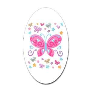  Sticker (Oval) Pretty Butterflies And Flowers Everything 