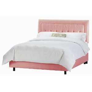  Twin Skyline Shantung Woodrose Tufted Upholstered Bed 