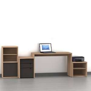   Desk Set with Bookcase and Media Storage White/Walnut: Office Products