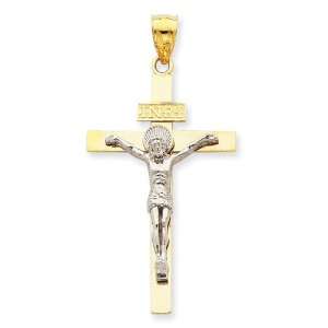  14k Two tone Gold INRI Crucifix Pendant 3.98 gr.: Jewelry