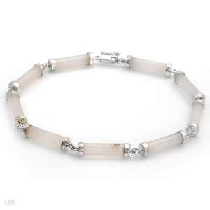 120 Bracelet With White Jades Beautifully Crafted in 925 Sterling 