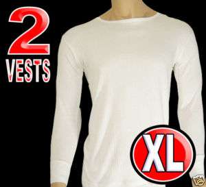 Mens thermal underwear 2 WHITE long sleeve vest XL  