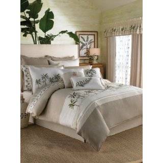PHI Bedding, Bermuda Ivory 8 Piece Palm Tree Quilted King Duvet Cover 