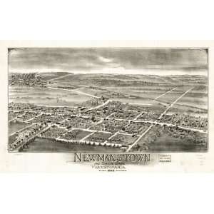 Historic Panoramic Map Newmanstown and Sheridan, Pennsylvania 1898.