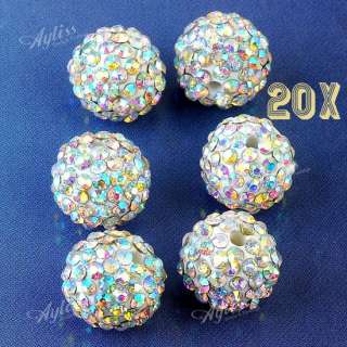   Crystal Resin Disco Ball Round Loose Beads Pave Spacer Findings  