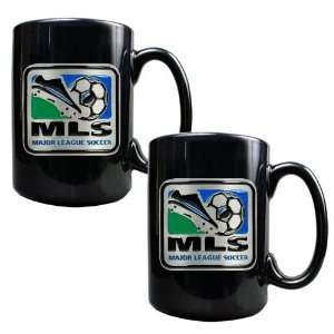 MLS MAJOR LEAGUE SOCCER LOGO 2pc Black Ceramic Mug Set   Primary Team 