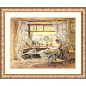 Reading by the Window, Hastings by Charles James Lewis   Framed 