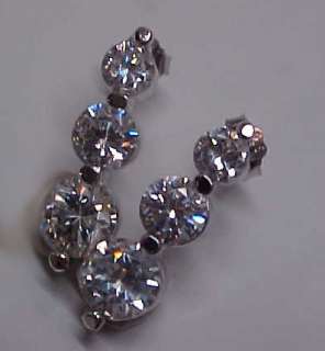 Three stone Rounds 925 Signity cz JOURNEY EARRINGS  