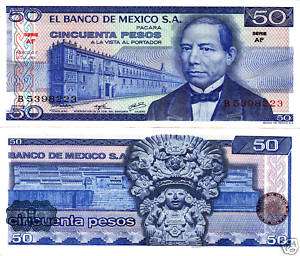 Mexico $ 50 Pesos Benito Juarez July 18, 1973 UNC 8223  