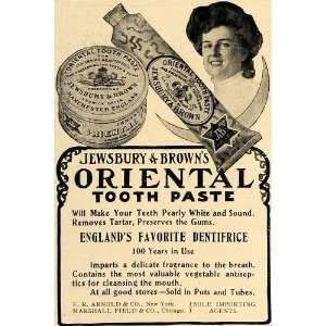 1906 Ad Jewsbury & Browns Oriental Tooth Paste Tube   Original Print 