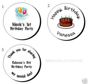 48 Personalized Birthday Party Round Favor Labels 1.2  
