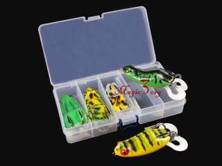 Lots 5 New Bait/Lures Fishing Frog Hook Set w/ box SKF04  