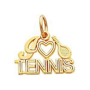  10K Gold I Love Tennis Charm Jewelry