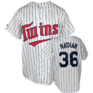  Joe Nathan White Majestic MLB Home Navy Replica Minnesota 