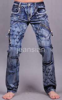 3mu Mens Designer Jeans Pants Denim Stylish Rocker W30 32 34 36 38 L32 