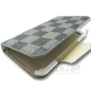 New Black checker leather Case holster for iPhone 4 4G L9  
