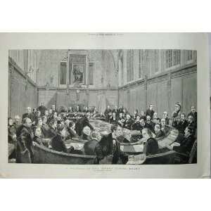    1882 Men Table Meeting London School Board Fine Art