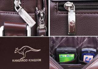 New Mens Kangaroo Brown Leather Shoulder Messenger Bag Briefcase 