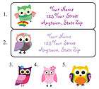 Personalized Colorful OWLS Address Labels   Buy ANY 5 Sheets, Get 1 