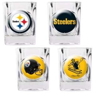 NFL Pittsburgh Steelers 4pc Square Shot Glass Set   Individual Logos