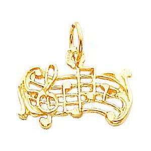  10K Gold Music Note Scale Charm Jewelry