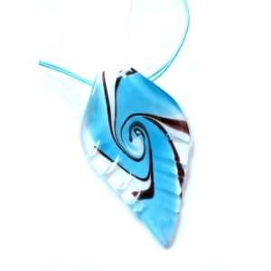  Murano Lampwork Glass Leaf Beads Pendant Necklace 