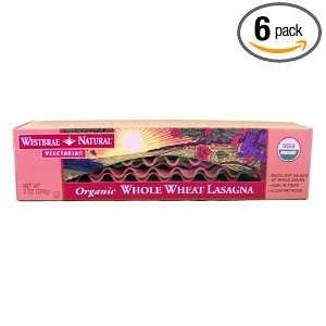   Natural Organic Whole Wheat Lasagna Pasta, 8 Ounce (Pack of 6